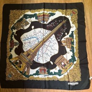 Vintage Black and Gold Paris Map Scarf